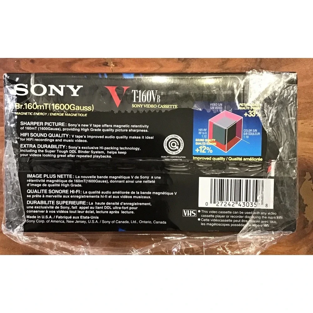 2-pack Sony 8-Hour‎ (EP) Premium Grade T160 Blank Recordable VHS Sealed Tapes